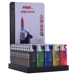 Zapalovač PROF Windproof Clear Color