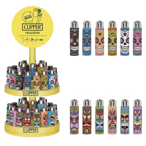 Zapalovač Clipper FCP11RH Pop Covers Skull+Tikis