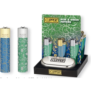 Zapalovač Clipper CMP11R Blue Green Pattern+Giftbox