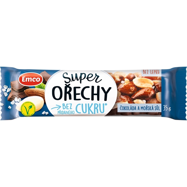 Emco Super Ořechy bez přidaného cukru Čokoláda+Mořská sůl 35g