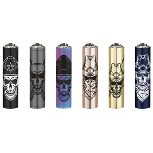 Zapalovač Clipper FCP22RH Metal Cover Western Skulls