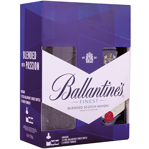 Ballantine's + 2 sklenice 40% 0,7l (darčekové balenie 2 poháre)