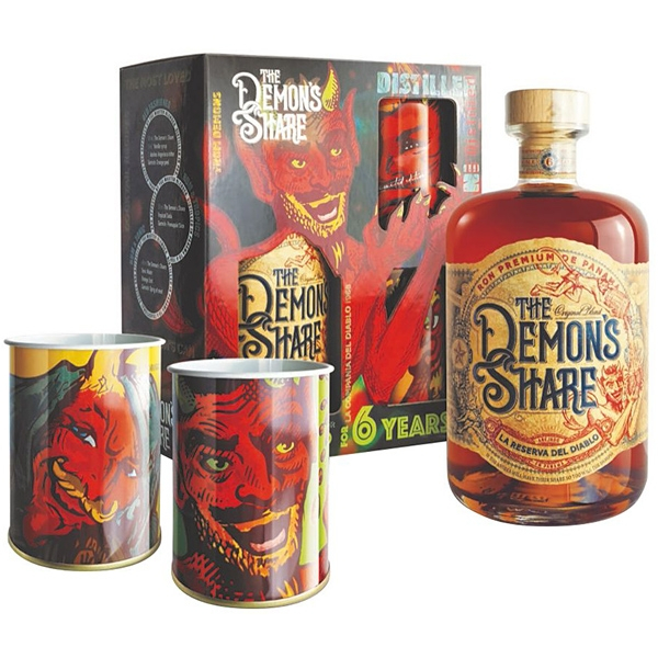 Bodegas de America, S.A. The Demon's Share + 2 hrnky, Gift Box, 40%, 0,7l