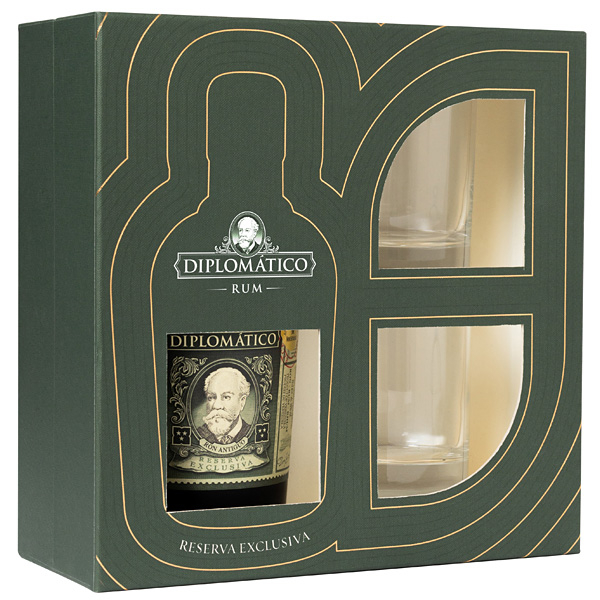 Diplomático Reserva Exclusiva + 2 sklenice 40% 0,7l (darčekové balenie 2 poháre)