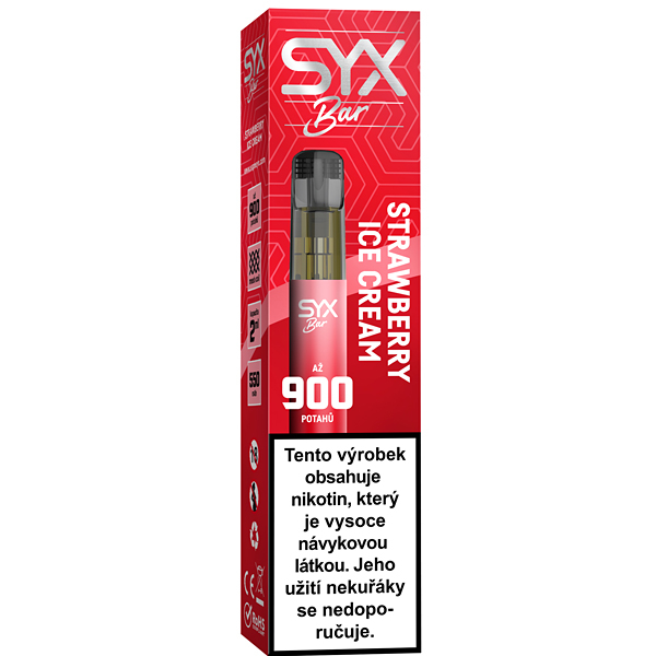 Elektronická cigareta jednorázová Syx Bar 900 Strawberry Ice Cream 16,5mg/ml