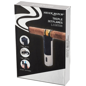 Zapalovač Silver Match Paris 3Jetflames With Cigar Holder