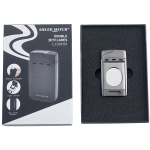 Zapalovač Silver Match Andorre 2Blue flame With Cigar Cutter