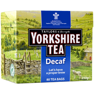 Yorkshire Tea Decaf 80 Tea Bags - Černý sáčkový bezkofeinový čaj 80ks/250g